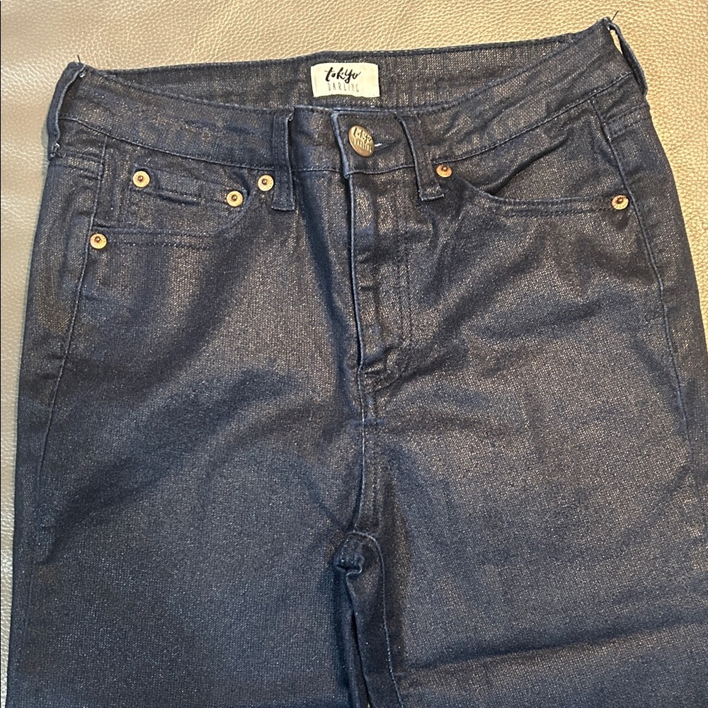 Tokyo Darling Dark Blue Sparkly Denim Jeans, size 4 NWOT - Picture 4 of 9